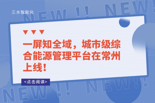 一屏知全域，城市级综合能源管理平台在常州上线！