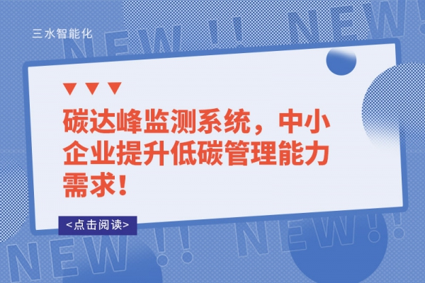 碳达峰监测系统，中小企业提升低碳管理能力需求！